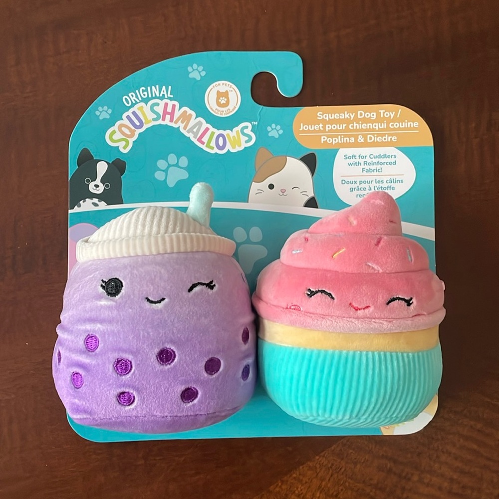 Squishmallow Dog Toy Set Poplina Cupcake And Boba Diedre